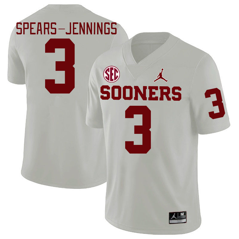 #3 Robert Spears-Jennings Oklahoma Sooners 2024 SEC Conference College Football Jerseys-White